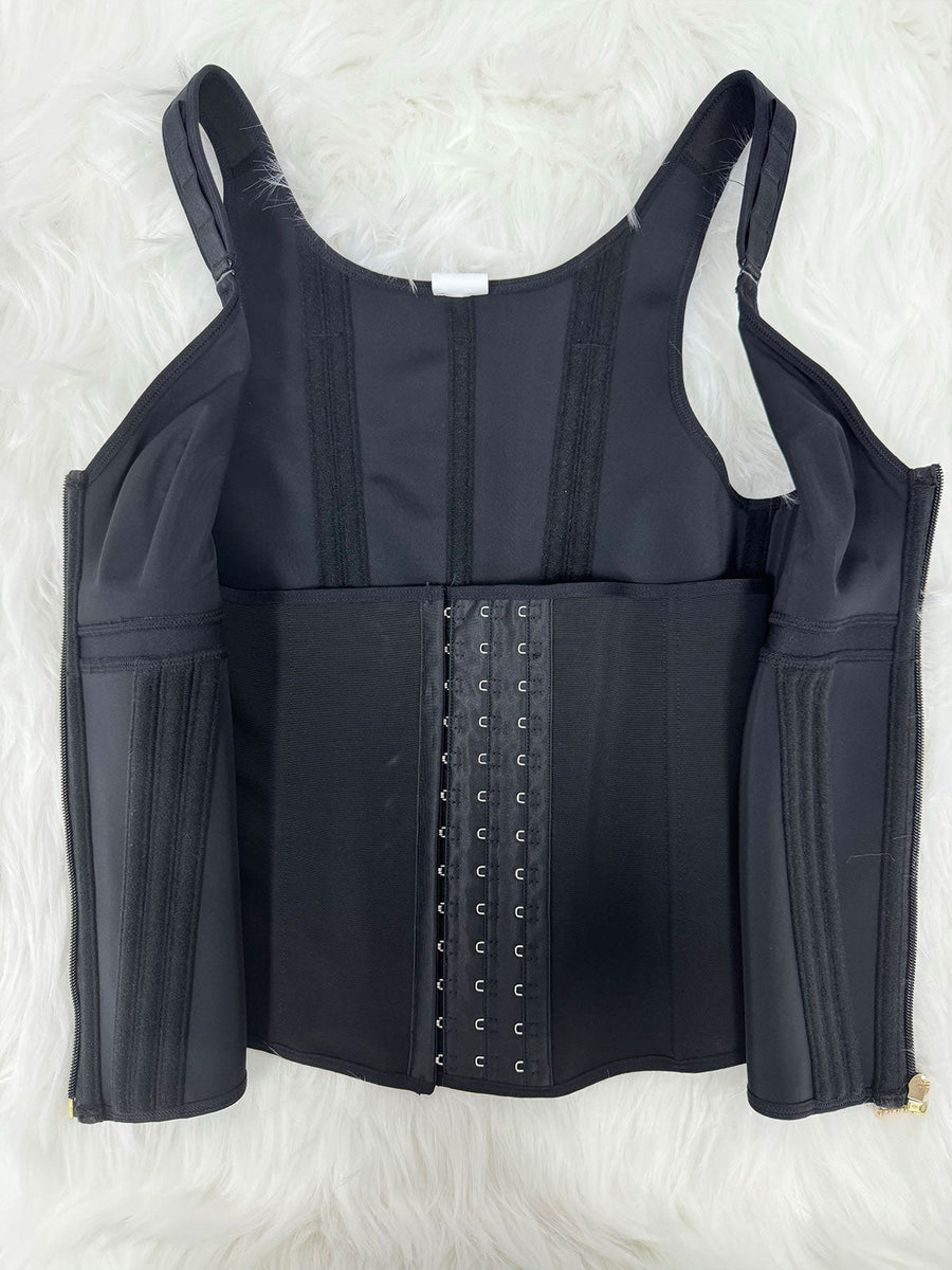 MOCHI Women's Boned Latex Zipper Corset Tummy Control Body Shaper Vest With Bra