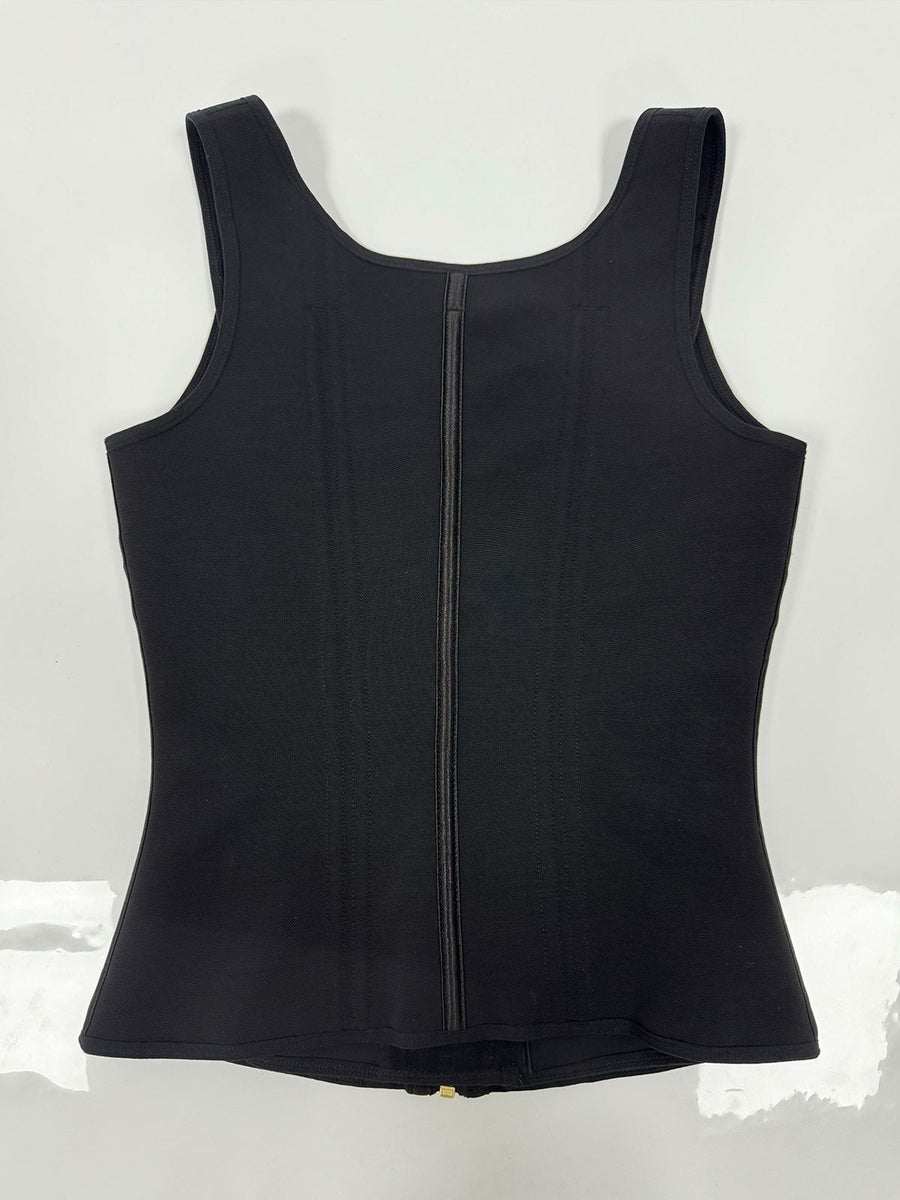 MOCHI Women's Boned Latex Zipper Corset Tummy Control Body Shaper Vest With Bra