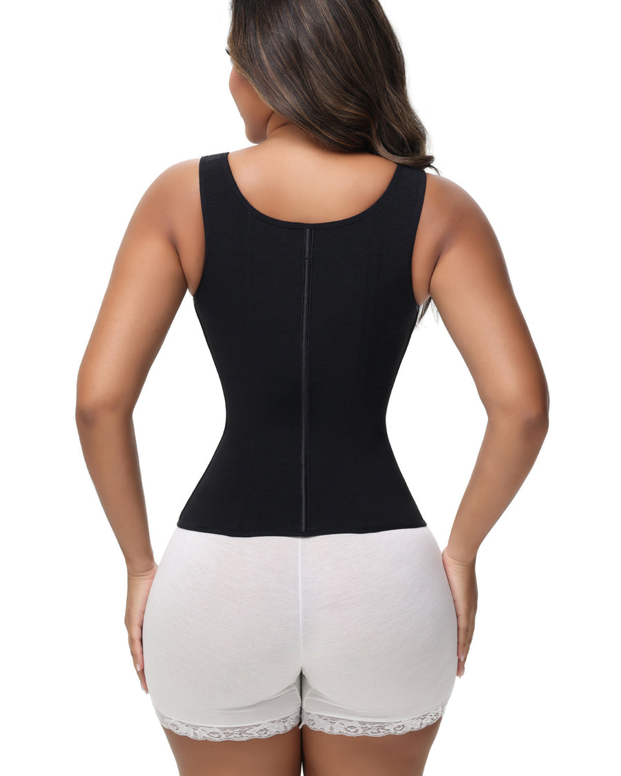 MOCHI Women's Boned Latex Zipper Corset Tummy Control Body Shaper Vest With Bra