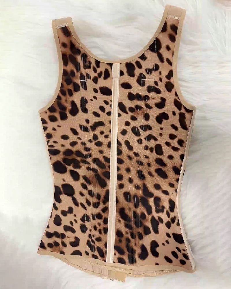 MOCHI Women's Boned Latex Zipper Corset Tummy Control Body Shaper Vest With Bra