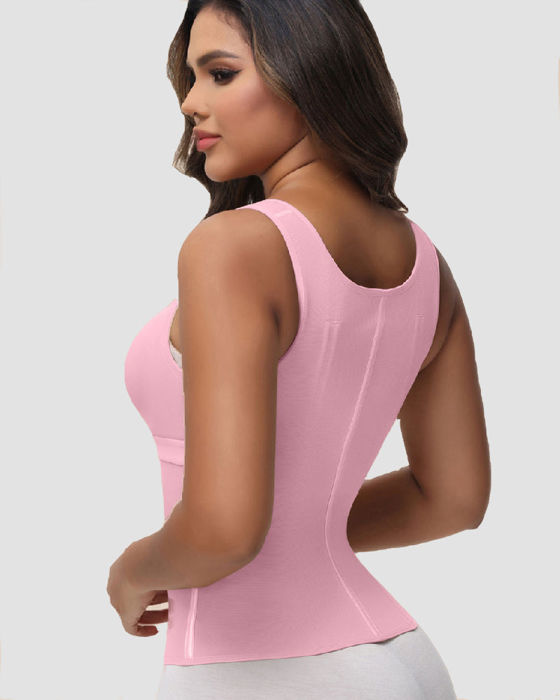 MOCHI Women's Boned Latex Zipper Corset Tummy Control Body Shaper Vest With Bra