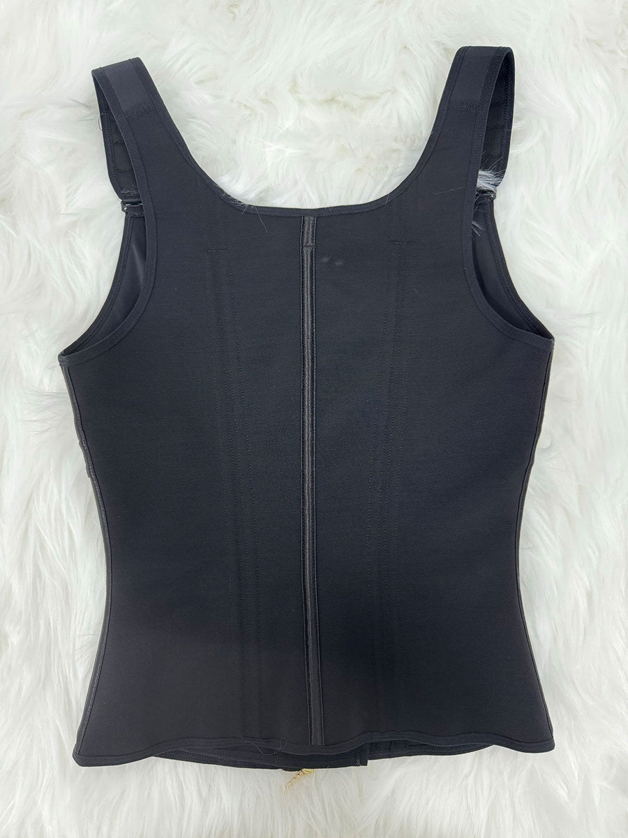 MOCHI Women's Boned Latex Zipper Corset Tummy Control Body Shaper Vest With Bra