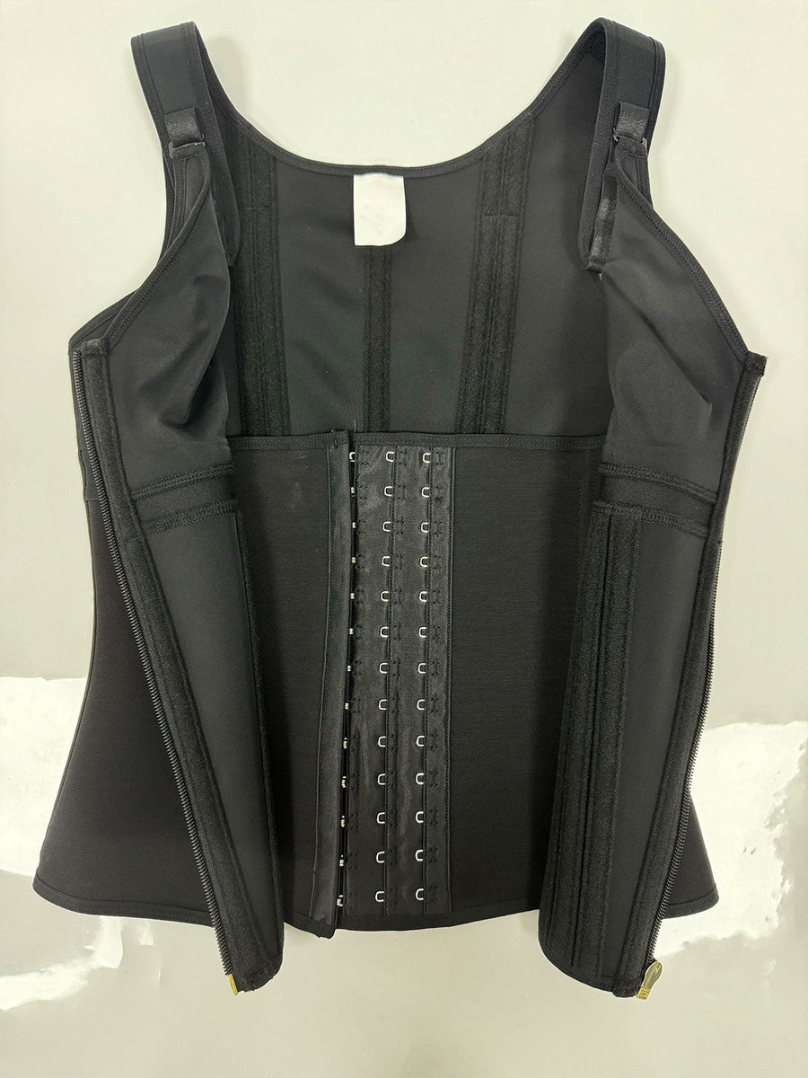 MOCHI Women's Boned Latex Zipper Corset Tummy Control Body Shaper Vest With Bra